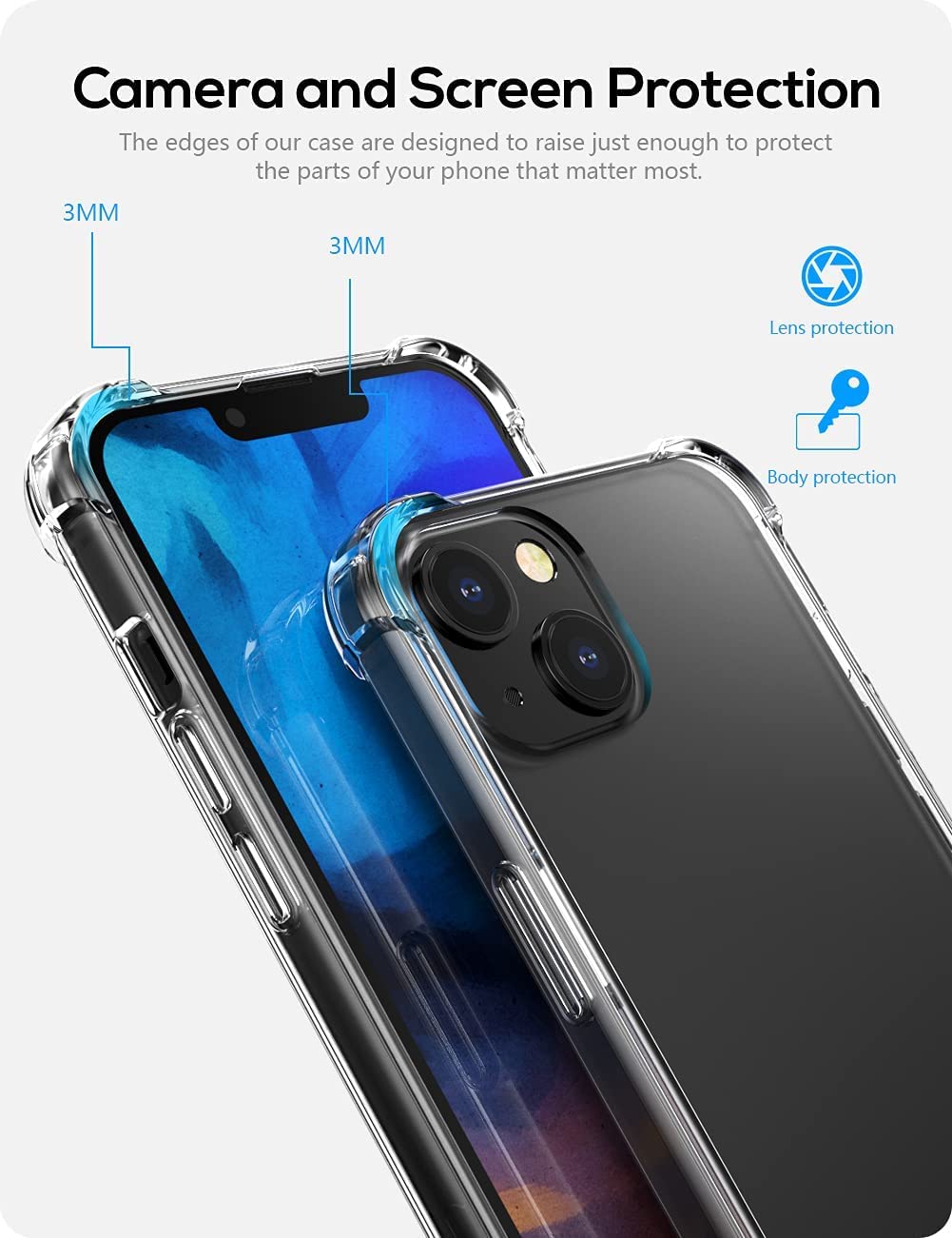 Shockproof Transparent Back Cover Case Compatible with iPhone 13