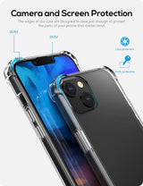 Shockproof Transparent Back Cover Case Compatible with iPhone 13