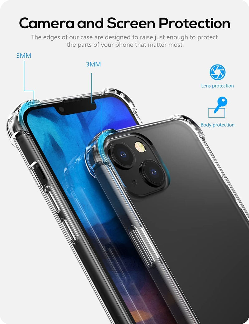 Shockproof Transparent Back Cover Case Compatible with iPhone 13